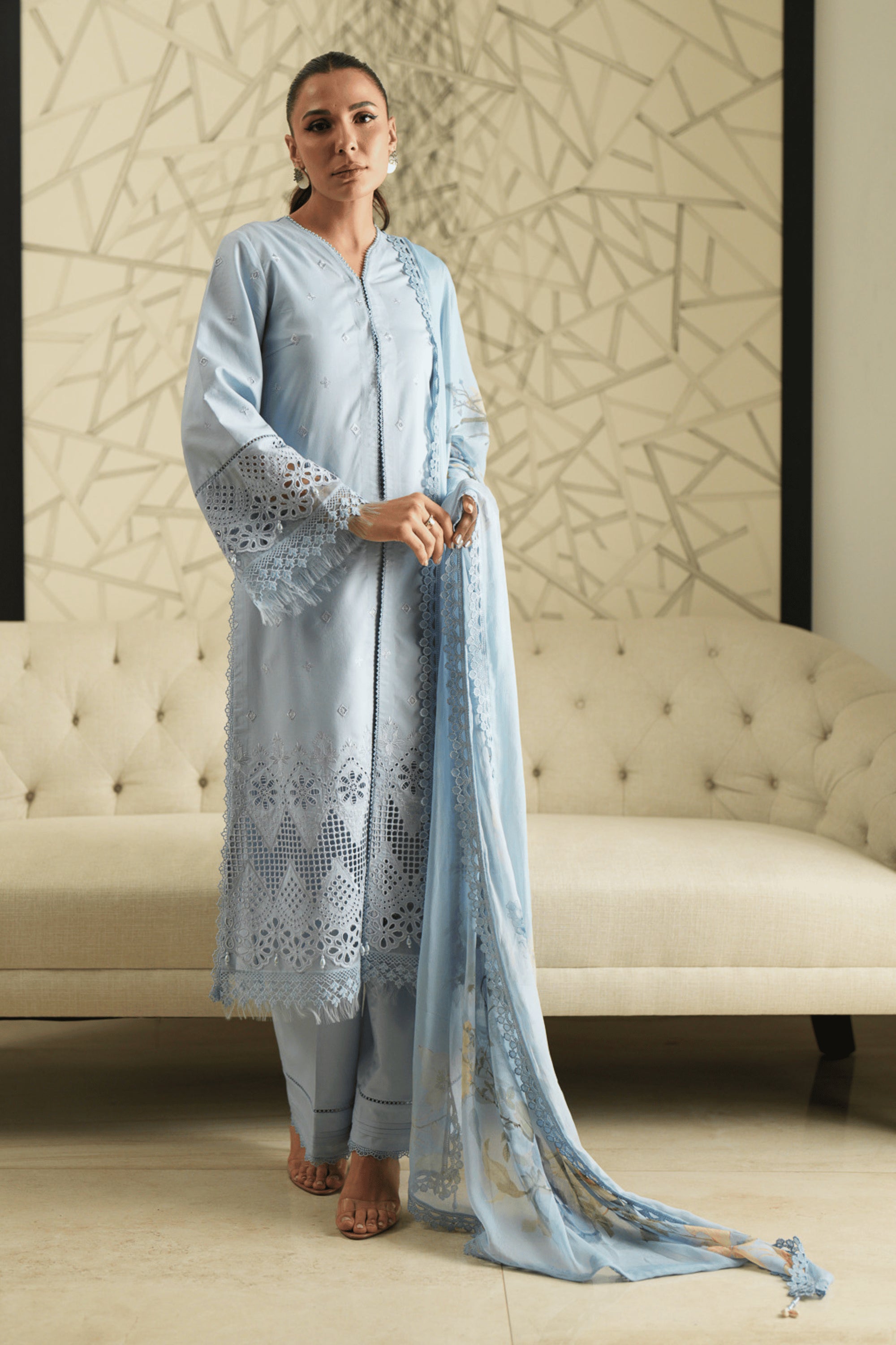 Azure Trellis - Luxury Lawn Suit