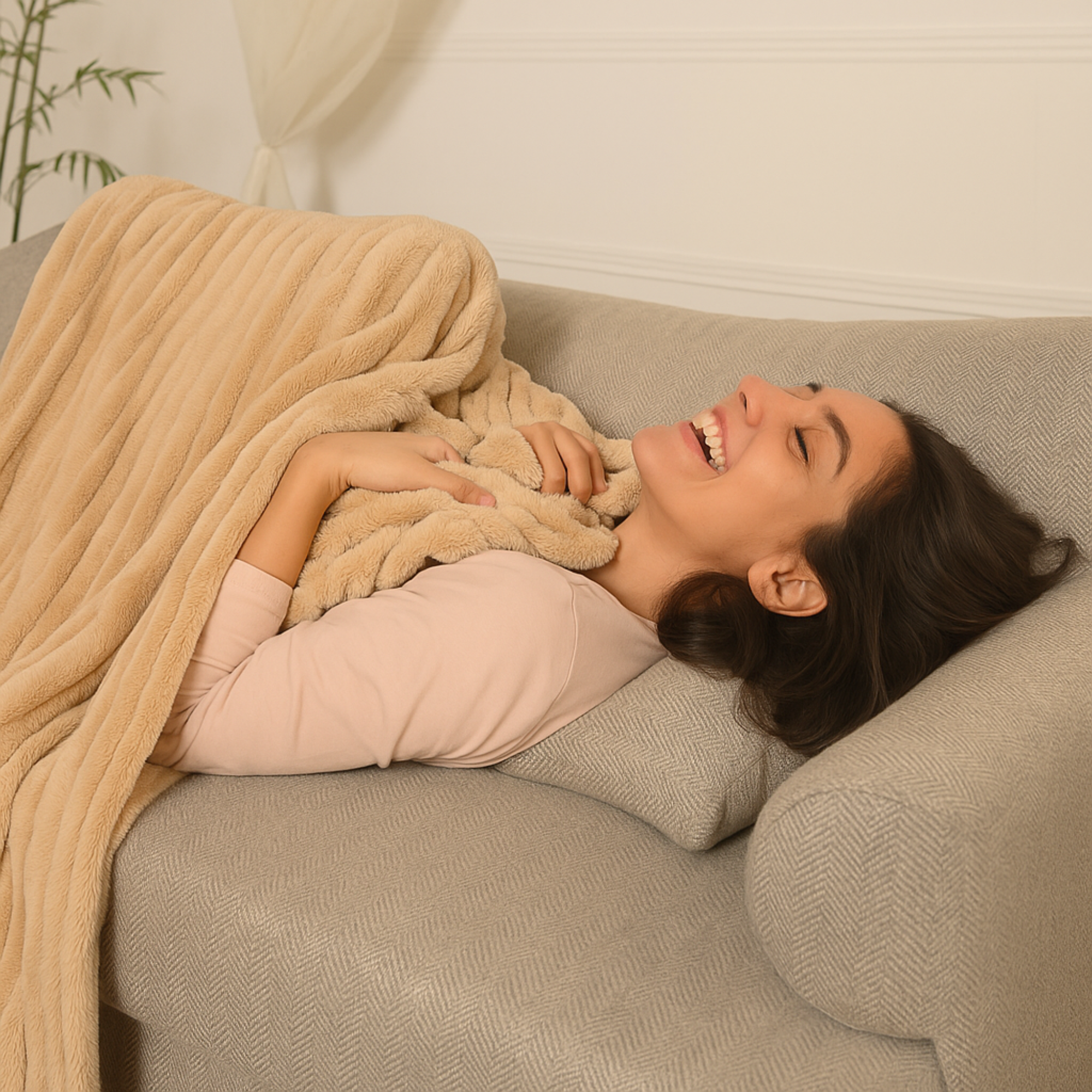 Striped Microfiber Plush Blankets