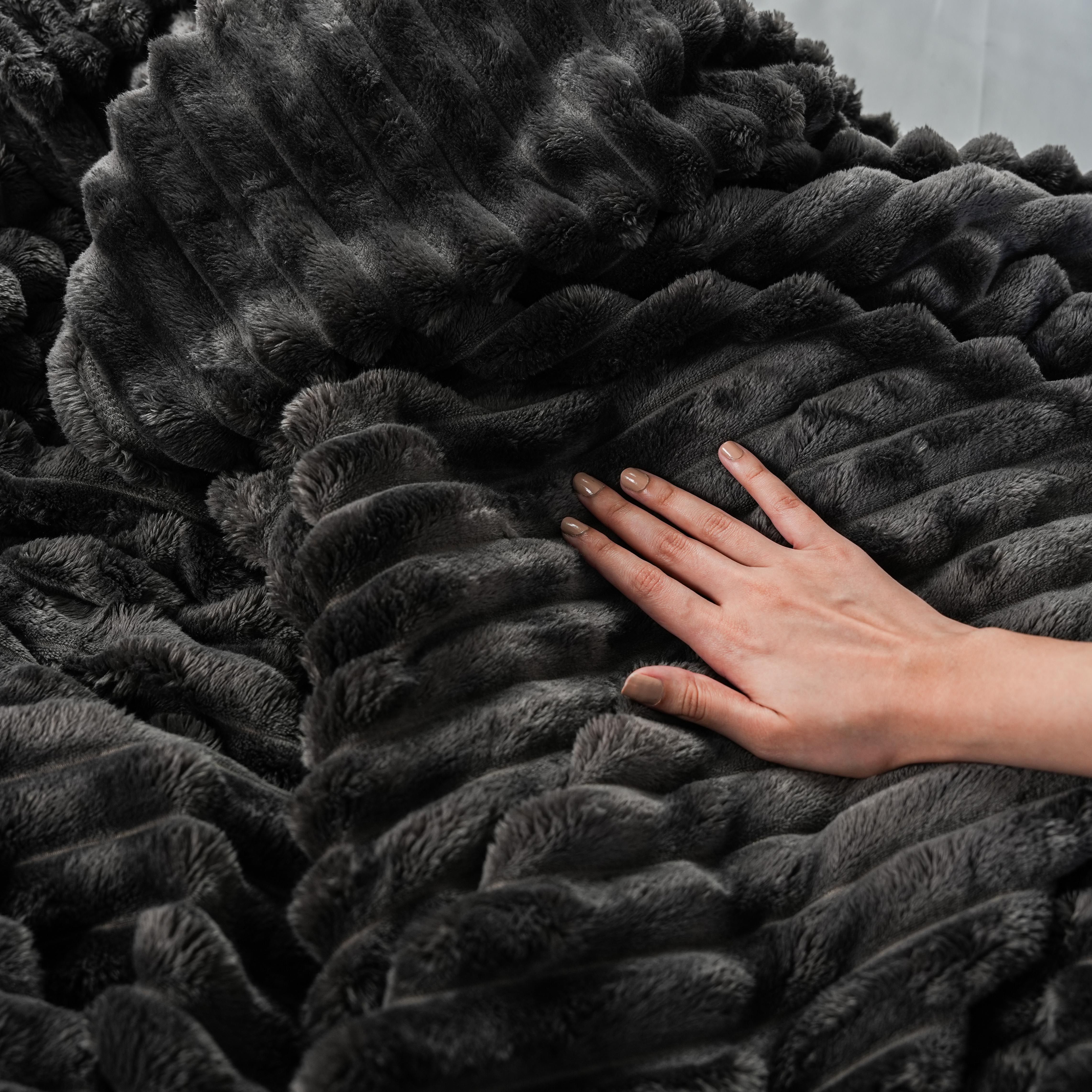 Striped Microfiber Plush Blankets